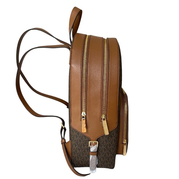 Michael Kors Jaycee Large Leather MK Print Logo Backpack Brown - Picture 4 of 10